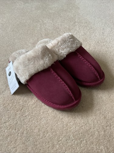 Dark berry suede slippers - berry,