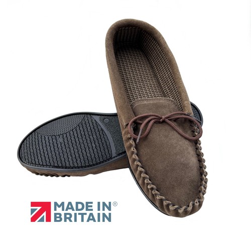 Mens moccasin slippers brown - mens,