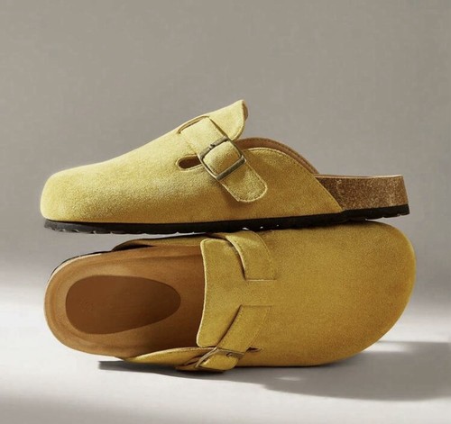 Women yellow suede clog - women's,