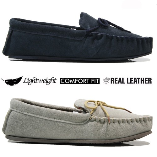 Mens leather slip slippers - on,