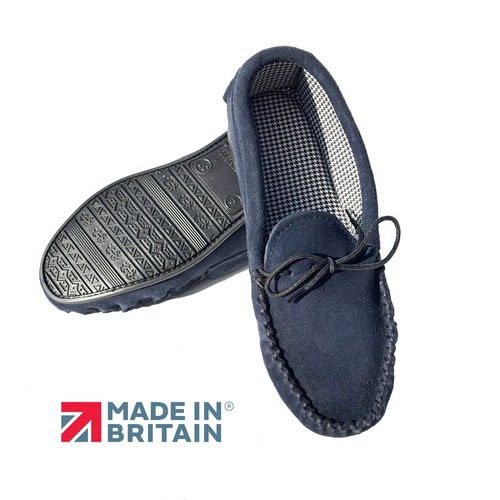 Ladies moccasin slippers blue - ladies,