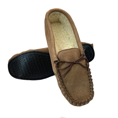 Mens moccasin slippers tan - moccasin,
