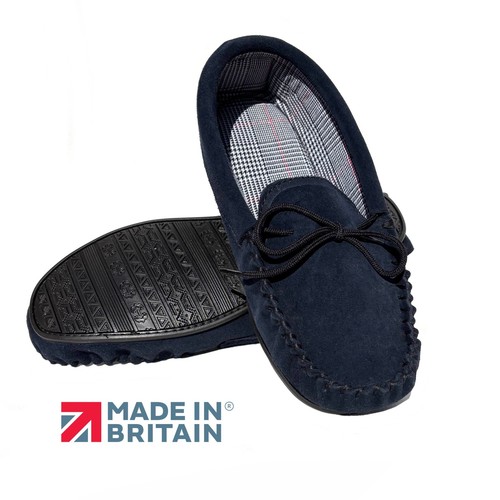 Mens moccasin slippers blue - moccasin,