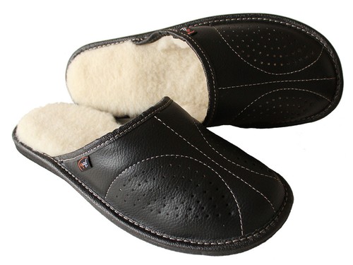 Men sheepskin slippers wool - men's,