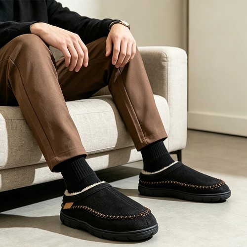 Men suede slippers warm - men, memory