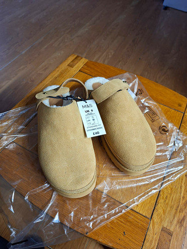 Beige suede shearling - m&s,